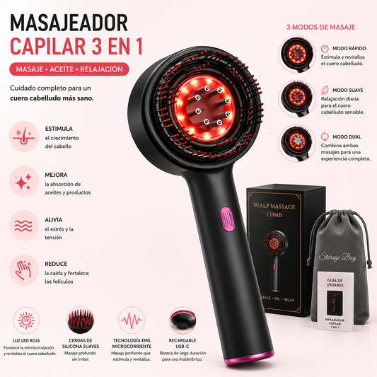 Cepillo de masaje eléctrico para el cuero cabelludo